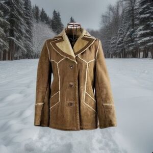 Vintage Cabin Core Leather P.B.D. Coat Shearling Rancher Marlboro